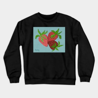 Strawberry Trio Papercut Illustration by MarcyBrennanArt Crewneck Sweatshirt